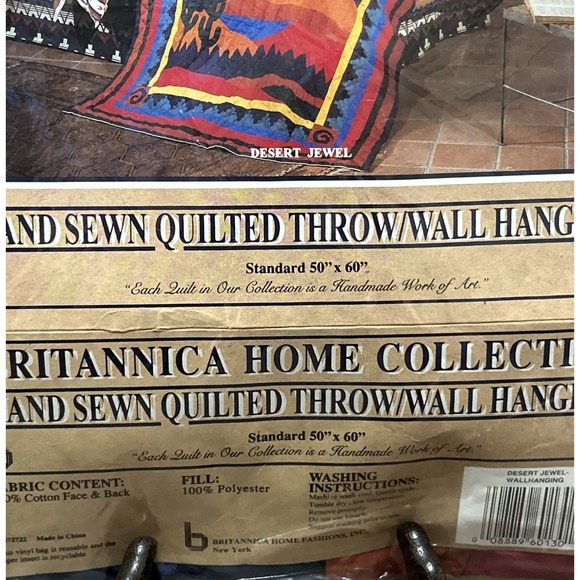 Britannica Home Collection Desert Jewel Hand Sewn Quilt Throw Wall Hanging 50x60 - Picture 4 of 11